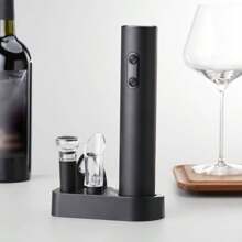 Electric Wine Bottle Opener, Ideal For Parties And Wine Lovers - Kitchen Accessories Gift, Easy Wine Opener And Storage, Battery Operated (Batteries Not Included). Available In Set And Single Unit, Set Includes Opener, Foil Cutter, And Storage Base.