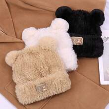 1 件女士冬季毛绒帽子韩版大头围耳塞头帽冬季保暖护脸小冷帽适合作为生日礼物送给男朋友女朋友、母亲节、圣诞节、万圣节等节日礼物 - 彩色 - 查看 1