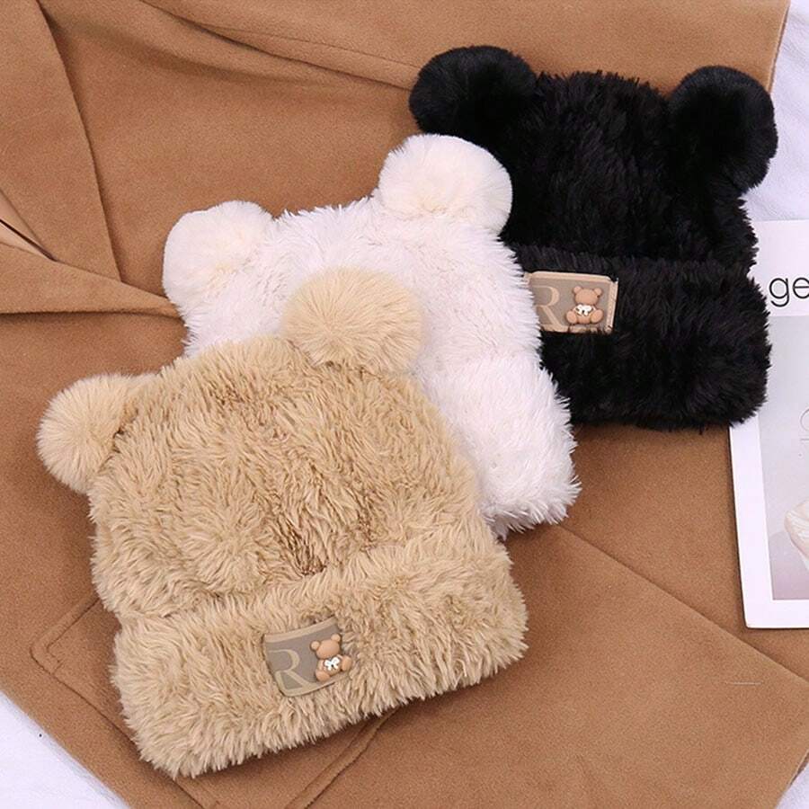 1 件女士冬季毛绒帽子韩版大头围耳塞头帽冬季保暖护脸小冷帽适合作为生日礼物送给男朋友女朋友、母亲节、圣诞节、万圣节等节日礼物 - 彩色 - 查看 1