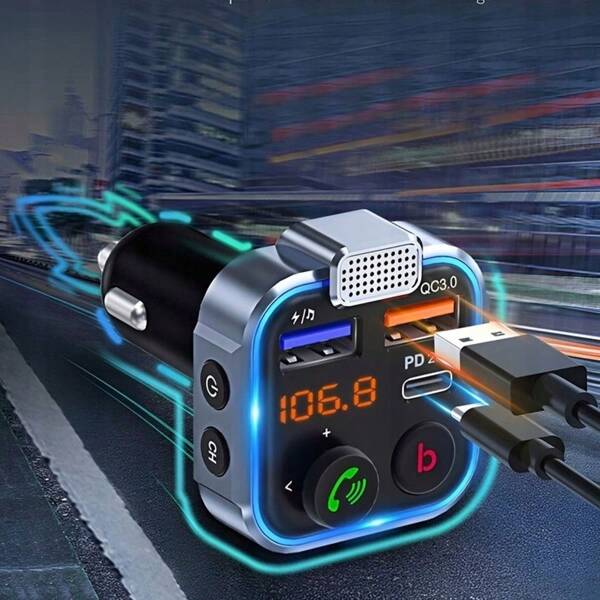 BLUETOOTH AUDIO TRANSMITTER FM MP3 BT FAST CHARGER 3X USB RGB QC 3.0 LED