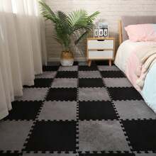 12pcs Solid Color Non-Slip Interlocking Carpet Tiles, Modular Floor Mats For Living Room, Bedroom Gifts Birthday Graduation - Multicolor - View 7