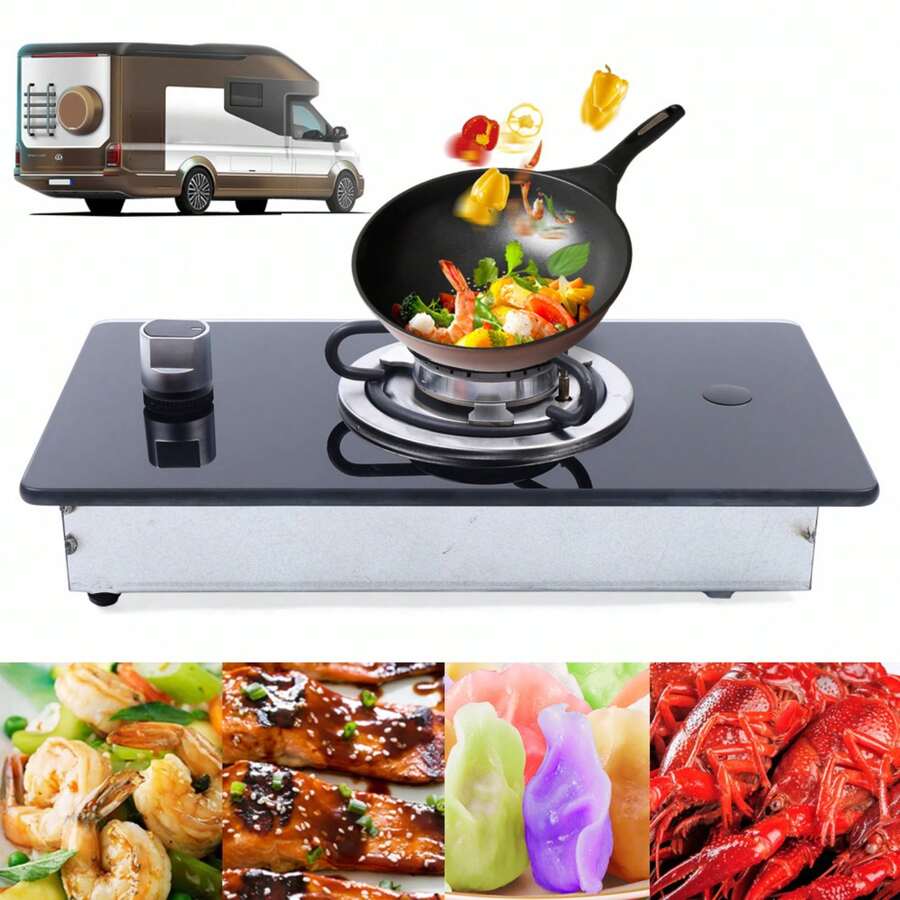 Boat Caravan RV Camper 1 Burner LPG Gas Stove Hob With Tempered Glass