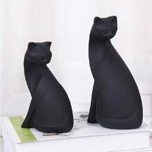 1 Pieza Estatua de gato negro y rosa, escultura geométrica de gato, figura de arte de animal, decoración del hogar, estatua de gato moderno, figura de animal de resina, escultura para el hogar, oficina, regalo - Multicolor - Ver 7