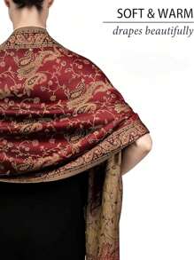 1 Stück, weich und seidig, doppellagige Paisley-Jacquard-Kaschmir-Schal/Schal/Tuch, bohemian-retro Quasten-Cashew-Schal - Verschiedenfarbig - Übersicht 5