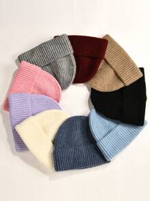 1 pièce Bonnet en tricot de fourrure de lapin unisexe, doux et moelleux, multicolore, tendance, polyvalent, convenant pour la rue, la chaleur, les activités de plein air, Noël