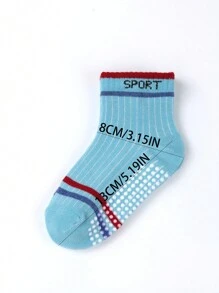 3 双儿童防滑运动袜；条纹学生防滑运动袜；简约百搭运动风格组合袜；拼布色块男童袜 - 彩色 - 查看 8