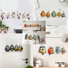 SURELIFE 1 件可爱鸟类动物乙烯基墙贴，适用于冰箱、窗户、橱柜墙贴、厨房卧室客厅家居装饰、贴纸、墙贴、家居装饰乙烯基贴花、春季装饰品让您的家焕然一新、拉玛装饰贴纸 - 彩色 - 查看 2