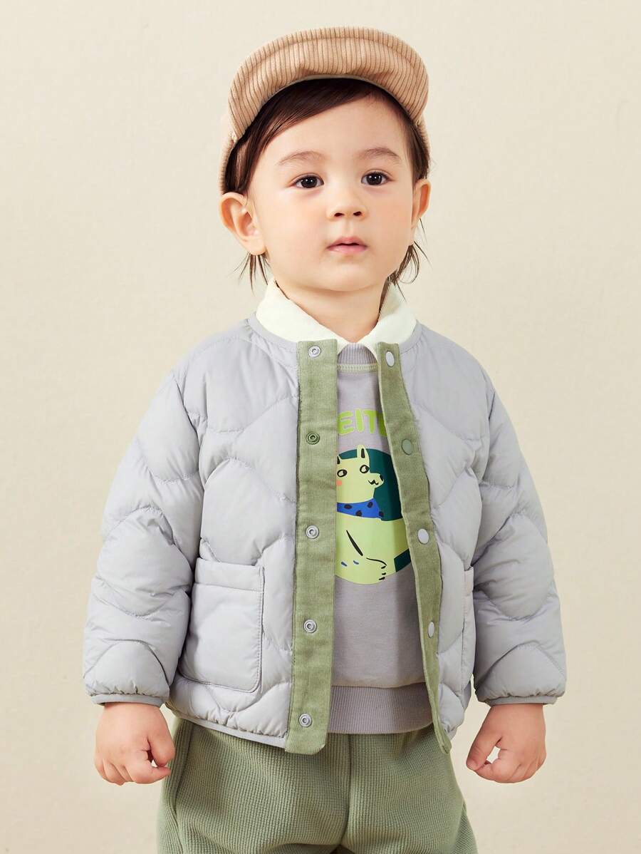 mini bala 男孩和女孩长袖羽绒服 冬季保暖婴儿外套 - 灰色 - 查看 1