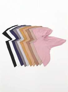 1/2件装女士莫代尔头巾内衬头巾颈部下巴遮盖伊斯兰弹力针织围巾帽子即时内衬头巾睡帽 - 女士頭巾帽 - 查看 5