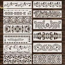 13 قالب حافة للزوايا للأعمال اليدوية، قوالب من الورد المكسيكي و الزخرفات المُطرزة للأثاث للطباعة على الخشب، رسوم على الخشب قابلة لإعادة الاستخدام لرسم الأنماط والزخرفات على الجدران والكعك والأرضيات