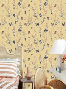 1 卷复古花卉自粘壁纸，灰色波西米亚风花卉植物蝴蝶可移除剥离粘贴壁纸，适用于家庭浴室卧室橱柜柜台墙壁装饰（17.53 英寸 * 39.4/78.7/118/197/394 英寸），翻新贴纸剥离墙板，墙纸，壁纸，春季装饰品让您的家焕然一新，Rama 装饰贴纸 - 多色 - 查看 9