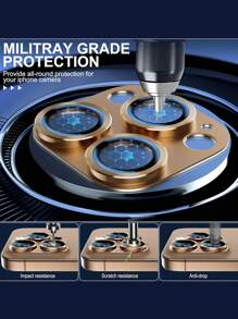 Compatibil cu Apple 16 Pro/Apple 16 Pro Max/15/14/13/12/11/Pro/Promax/Mini Series Folie de protecție pentru obiectivul camerei, capac mată pentru cameră cu folie de protecție pentru lentila spate din sticlă securizată HD Cadou pentru ziua de naștere, familie, prieteni Aliaj metalic cu capac complet din sticlă securizată, protector pentru obiectiv, accesorii pentru telefon Impermeabil Rezistent la șocuri Anti-cădere Anti-cădere Rezistent la zgârieturi Anti-amprentă - aur deșertului - Vizualizare 3