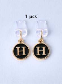 1pc White Electroplated Dust Plug Pendant With 26 English Alphabet On Both Sides, Compatible With Type C