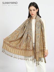 1pc Paisley Jacquard Scarf, Suitable For All Seasons - Mika - View 1