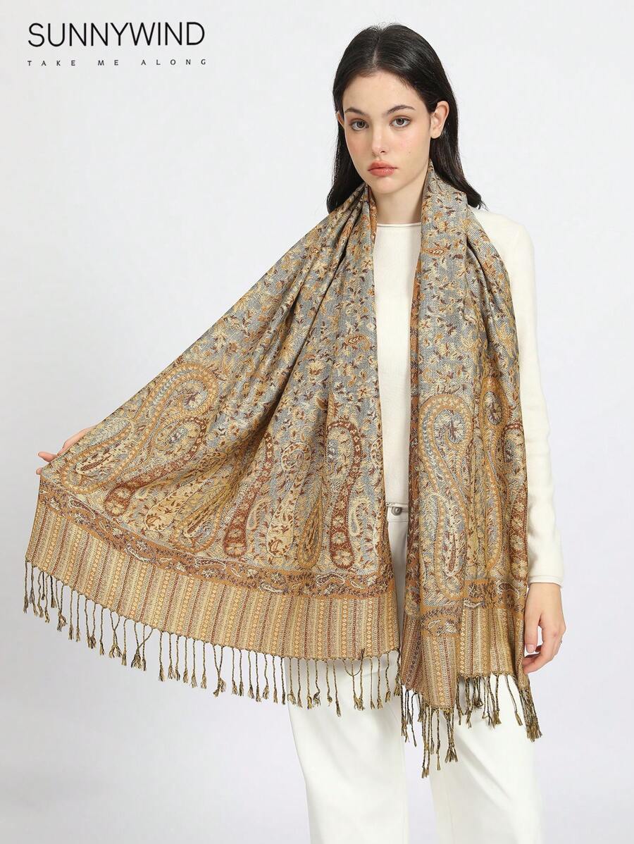 1pc Paisley Jacquard Scarf, Suitable For All Seasons - Mika - View 1