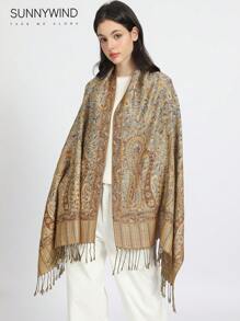 1pc Paisley Jacquard Scarf, Suitable For All Seasons - Mika - View 5