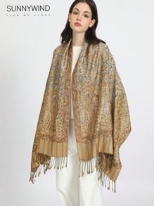 1pc Paisley Jacquard Scarf, Suitable For All Seasons - Mika - View 4