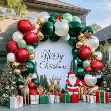 137 个红色、绿色、金属金色、白色乳胶气球，室内/室外全新圣诞装饰，适用于生日派对、婚礼、毕业典礼、新娘送礼会、周年纪念、派对、婴儿送礼会、家居装饰、照片背景、新年、情人节 - 多色 - 查看 7