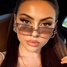 Rimless Fashion Glasses For Women Men Luxury Brand Vintage Fashion Glasses Fashion Shades Stylish Travel Outdoor Fashion Glasses - màu nâu - Xem 2