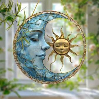 1pc 8"X8" Acrylic Moon & Sun Dreamcatcher, Vivid Window Decoration For Home, Office, Garden - Perfect Gift For Her, Sisters, Friends