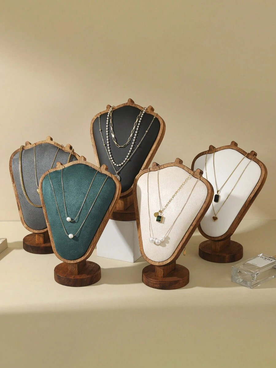 1 pieza Nuevo estante de joyería de nogal, exhibidor de joyas, collares y pendientes, estante de joyería con textura de modelo de retrato de alta gama, disponible en varios colores, ideal para viajes y ambiente fresco - Multicolor - Ver 1