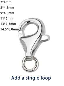 1pc 925 Sterling Silver Button Spring Clasp Jewelry Accessories For Necklace Bracelet, Lobster Clasp Waterdrop Design DIY