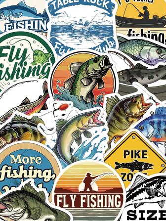 50pcs Outdoor Fishing Lure Stickers For Laptop,Phone Case,Bicycle Helmet Decoration,PVC Material Decals,Stickers Bike,Sticker Fishing,Trailer Park Boys