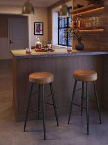 VASAGLE EKHO Collezione - Sgabelli Cucina, Set da 2 Sgabelli Alti da Bar, Sedie Cucina, Rivestimento con Cucitura, Altezza 76,2 cm, Sala da Pranzo, Facile da Montare, Nero Inchiostro/Verde Foresta/Marrone Caramello - marrone moka 76,2 cm - Visualizzare 3