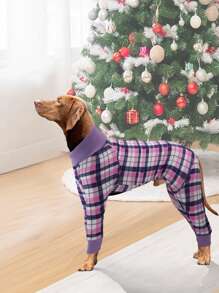 1 pièce Classique Plaid Pyjamas pour chien de taille moyenne à grande, doux et extensible, vêtement d'hiver pour chiot, convient pour Labrador, Rottweiler, Beagle