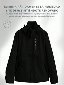 Chaqueta Resistente Cortaviento Al Desgaste , Impermeable para mujeres Chaqueta casual color sólido deportes versátil uniforme de béisbol - Negro - Ver 2