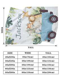 1pc Customized Name & Cartoon Animal Pattern Personalized Fleece Blanket Gift, Suitable For Girls And Boys Winter Eve Gifts Back To School Winter Gift Ideas Boy Girl Valentine's Day - Multicolor - View 3