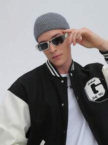 Cappello beanie di da uomo, stile hip hop di strada, in tinta unita, berretto lavorato a maglia caldo, senza visiera, adatto per l'all'aperto invernale, come passeggiare, andare in bicicletta, viaggiare e uso quotidiano