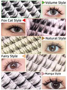 120pcs D Curl 13mm Cluster Lashes Natural Look Individual Eyelashes, Cartoon Style,Natural Soft Handmade Segmented DIY Reusable Comfortable Seamless Synthetic Faux Mink Eye Lashes Cils For Home Party, Valentine's Day, Traveling, Photoshoot, Festivals Makeup,Asian Style