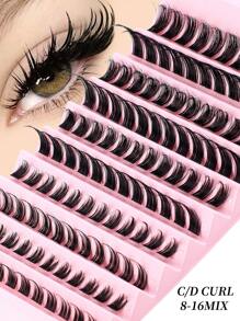 120 chiếc lông mi riêng lẻ D Curl Winged Cat Eye Fox Eye, Tự làm lông mi phân đoạn, Lông mi chùm đơn màu đen mềm mại dày đặc, Lông mi chùm chảy chéo mềm mại, Lông mi giả có thể tái sử dụng để đeo hàng ngày - D - Xem 4