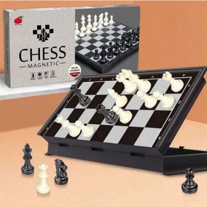 可折叠磁性黑白棋盘（19*19cm）套装，带 ABS 树脂棋子，便携独特的国际象棋游戏套装，适合旅行，成人派对游戏适合万圣节/圣诞节/感恩节
