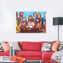 1PC Framed Christian Mural The Last Supper Wall Decor - The Last Supper Oil Painting Print Art, Abstract Jesus Last Supper Picture Frame Art Suitable For Living Room Dining Room Bedroom Study Bathroom Office Apartment Wall Decor, Ready To Hang - Multicolor - View 2