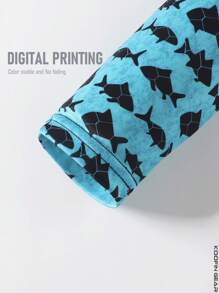 Camisa de pesca tipo novio de alta eficacia con gradiente azul-naranja, de tela transpirable con cuello y capucha incorporados, para vestir de pesca - Naranja Quemada - Ver 6