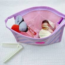 1pc Minimalist Striped Portable Travel Cosmetic Bag, Convenient Handheld Makeup Organizer, Elegant Skincare Storage Pouch - Multicolor - View 4