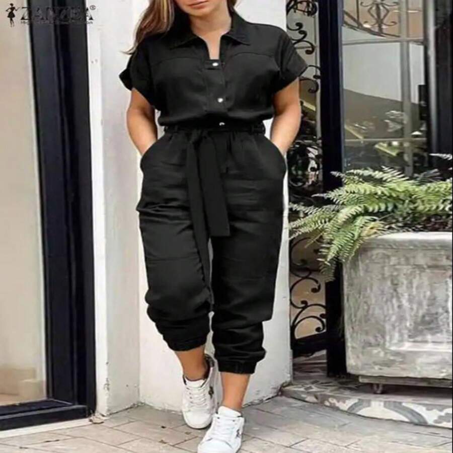 Comfortable Lightweight Jumpsuit For Women And Men - 黑色 - 查看 1