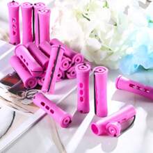10 chiếc kẹp uốn tóc tự nhiên thời trang uốn tóc mái uốn tóc ống uốn tóc uốn tóc con lăn nhựa dụng cụ tạo kiểu có nắp đậy, phù hợp với tóc dài và tóc ngắn - màu hồng tím - Xem 3