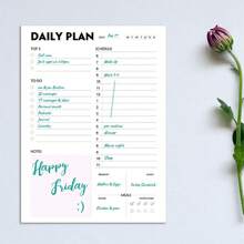 1 本每日英语计划簿，内含 60 张纸、可撕式实用记事本、简易自律时间表、时间管理计划记事本、留言表，适用于学校、办公室等。 - 計劃本 - 查看 4