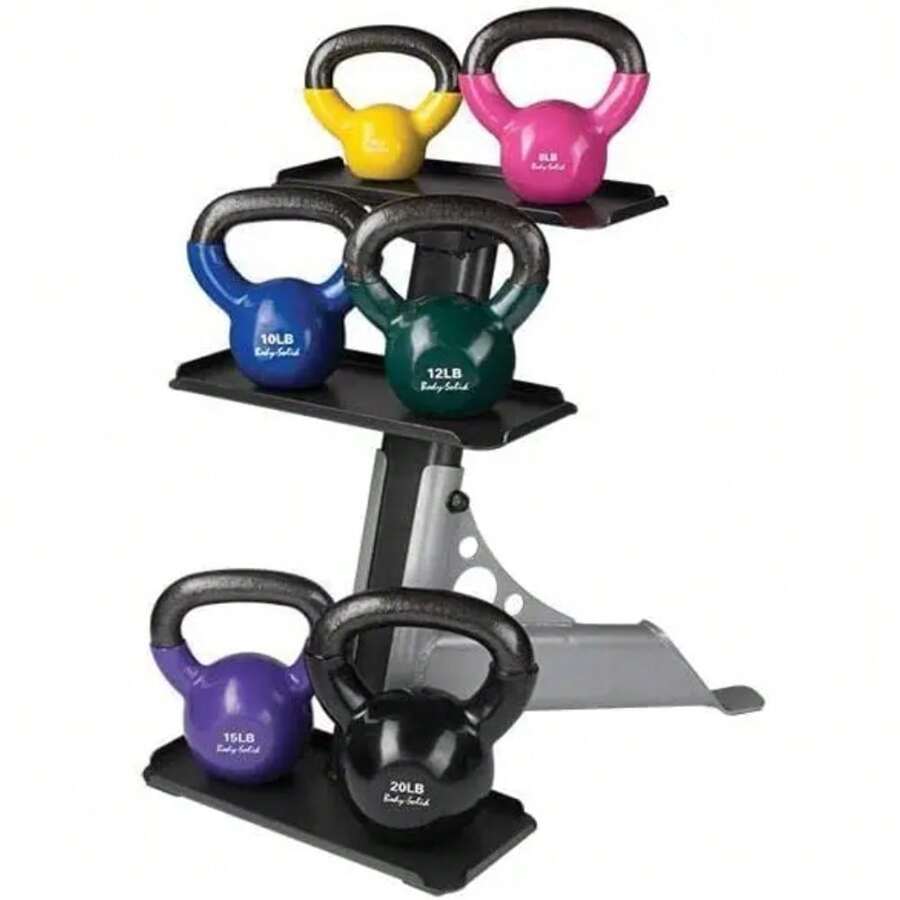 Solid Vinyl Coated Kettlebells With Kettle Grip Handles, Perfect