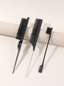 3 件套发刷套装，包括梳毛刷、钢针梳、鼠尾梳和双面眉刷，适合返校、旅行度假必备，女士发饰 - 彩色 - 查看 17