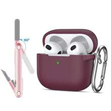 Bộ bảo vệ và vệ sinh tai nghe bằng silicon 3 trong 1, tương thích với Airpods thế hệ thứ 3, Vỏ tai nghe bằng silicon mềm, Vỏ bảo vệ bằng silicon tích hợp, Chống thấm nước, Chống bụi, Chống trầy xước, Chống vân tay, Bảo vệ toàn diện 360°, Chất liệu silicon thoải mái, Bảo vệ an toàn hơn cho tai nghe, Bộ 3 (Bao gồm: Vỏ bảo vệ tai nghe bằng silicon + Bút dụng cụ vệ sinh đa năng + Kẹp kim loại), Nhiều màu sắc có sẵn, Món quà tuyệt vời - Nhiều màu - Xem 20