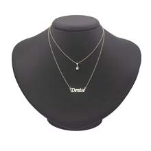 Colar de nome Denise feminino adulto mulher folheado a Dourado Corrente Duplo gargantilha com ponto de luz