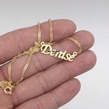 Colar de nome Denise feminino adulto mulher folheado a Dourado Corrente Duplo gargantilha com ponto de luz