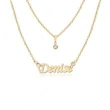 Colar de nome Denise feminino adulto mulher folheado a Dourado Corrente Duplo gargantilha com ponto de luz