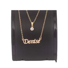 Colar de nome Denise feminino adulto mulher folheado a Dourado Corrente Duplo gargantilha com ponto de luz