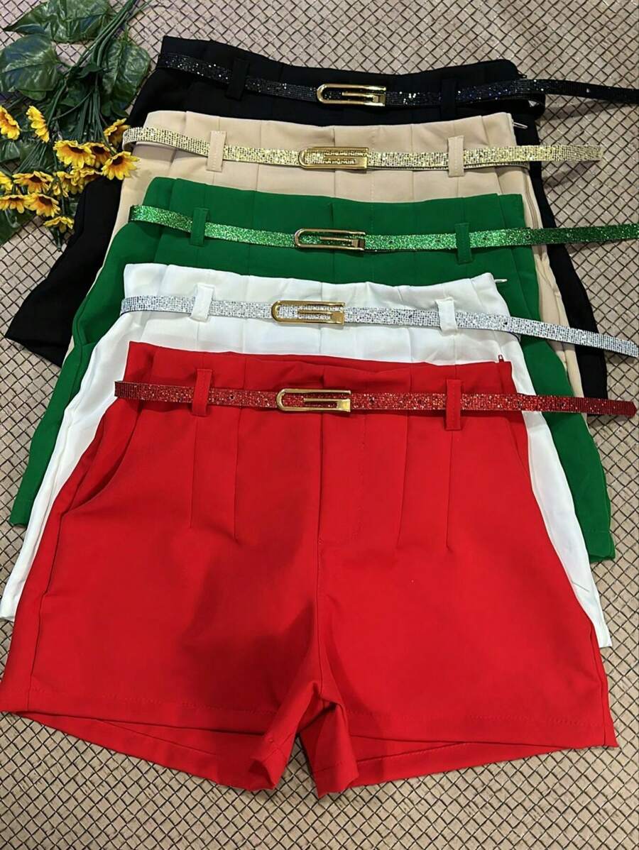 Shorts With Corolarid Belt Tailored By ZARRA With Pocket And Side ZipperWith Pocket And Side Zipper - 灰色 - 查看 1