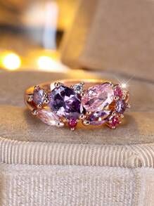 Vanel 1 件女士奢华几何多色锆石戒指，可作为生日、周年纪念或派对礼物 - 戒指 - 查看 2